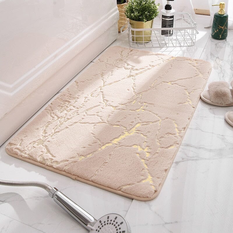 Tapete de Banheiro com Detalhes Dourado Home Lar 40x60cm Bege/Dourado