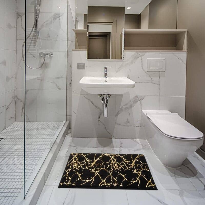 Tapete de Banheiro com Detalhes Dourado Home Lar