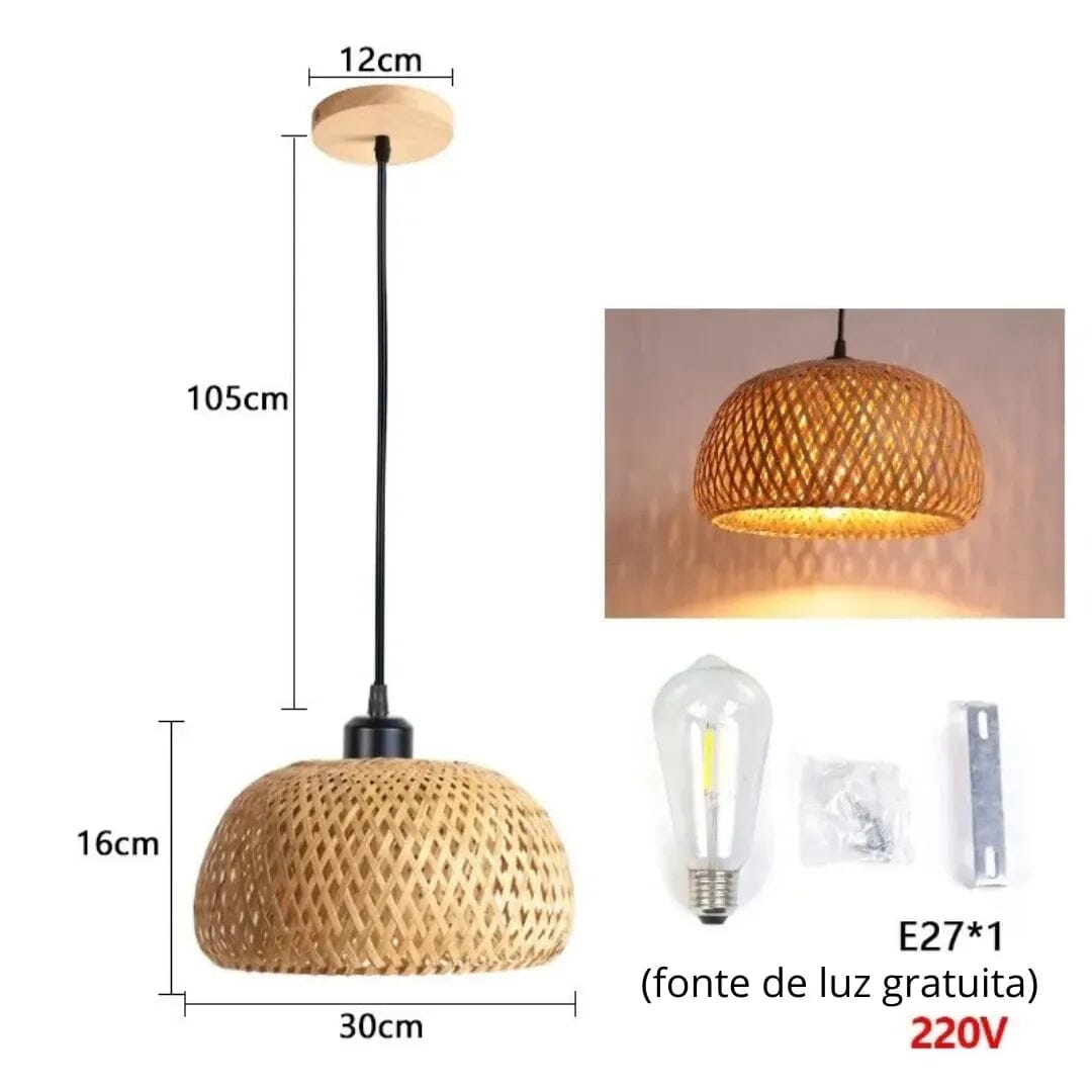 Lustre para Sala de Bambu Rattan Lustre - Lustre para Sala de Bambu Rattan Home Lar