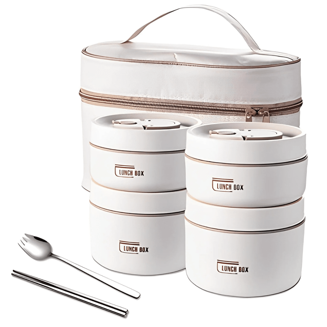 Kit Potes Térmicos Lunchbox - Zatto Home Lar BEGE - 4 Potes + Brindes Exclusivos