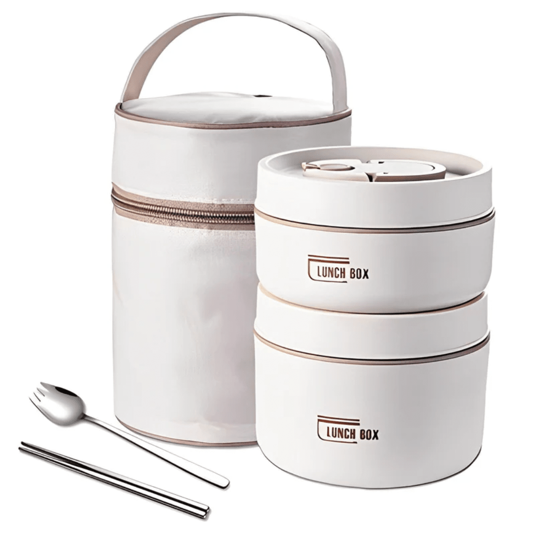 Kit Potes Térmicos Lunchbox - Zatto Home Lar BEGE - 2 Potes + Brindes Exclusivos