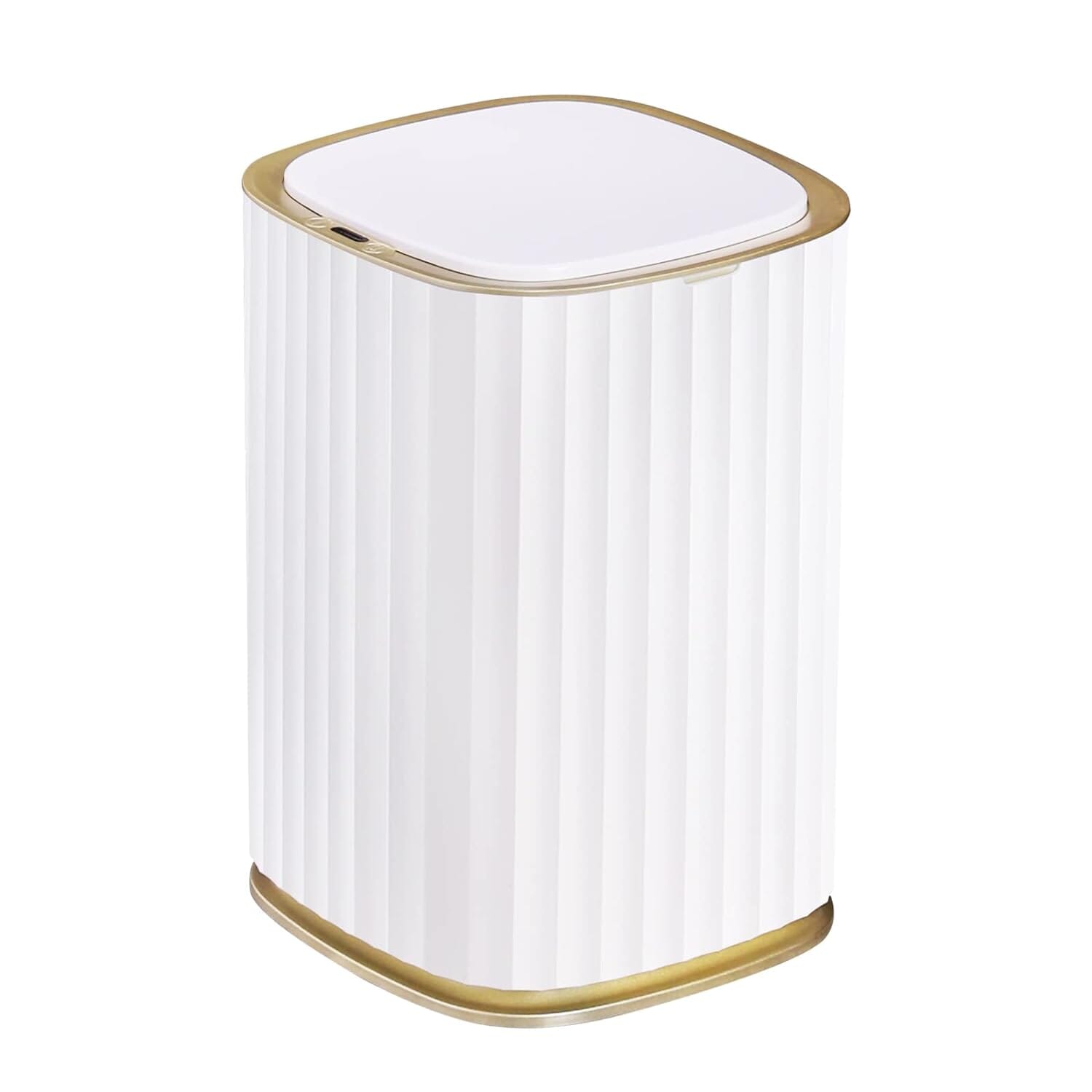 Lixeira Automática Inteligente Home Lar Branca e Dourada 15L (23x23x32cm)