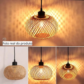 Lustre para Sala de Bambu Rattan Lustre - Lustre para Sala de Bambu Rattan Home Lar 