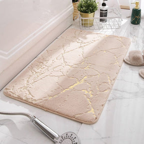 Tapete de Banheiro com Detalhes Dourado Home Lar 40x60cm Bege/Dourado 