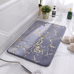 Tapete de Banheiro com Detalhes Dourado Home Lar 40x60cm Cinza/Dourado 