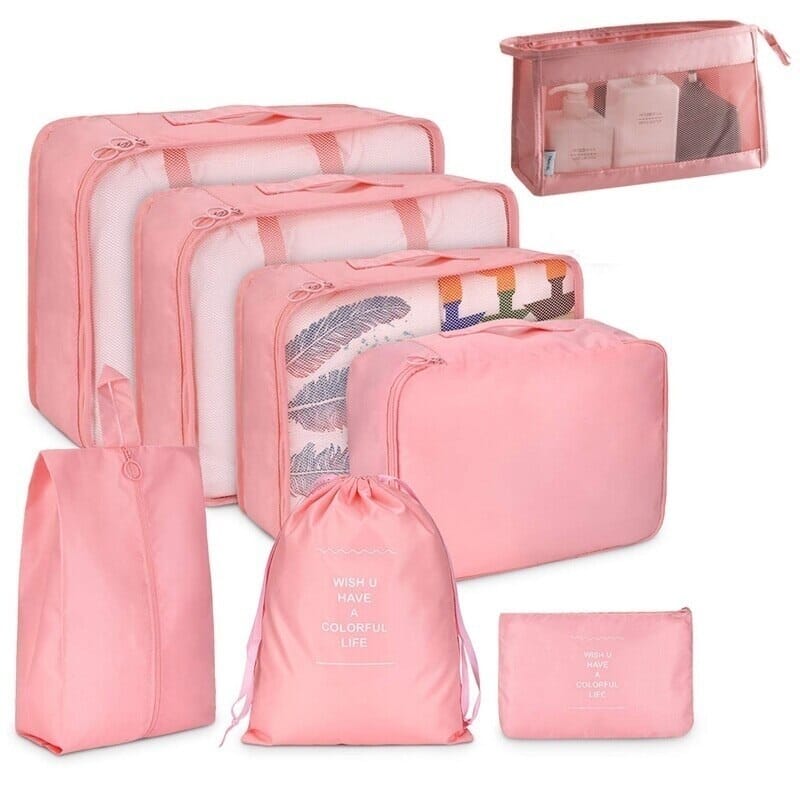 Kit com 8 Bolsas Organizadoras Home Lar rosa 