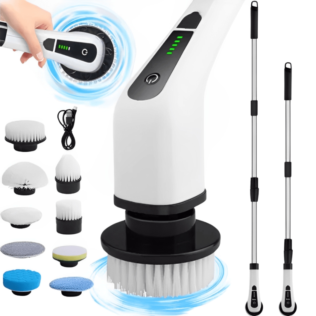 Escova de Limpeza Elétrica Multifuncional 9 em 1 Home Lar Branco 