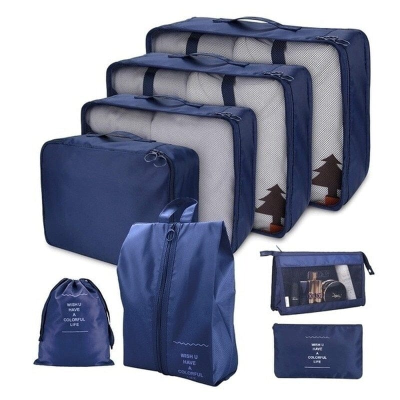 Kit com 8 Bolsas Organizadoras Home Lar azul marinho 