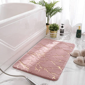 Tapete de Banheiro com Detalhes Dourado Home Lar 40x60cm Rosa/Dourado 