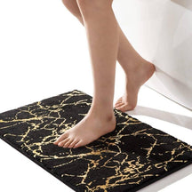 Tapete de Banheiro com Detalhes Dourado Home Lar 40x60cm Preto/Dourado 