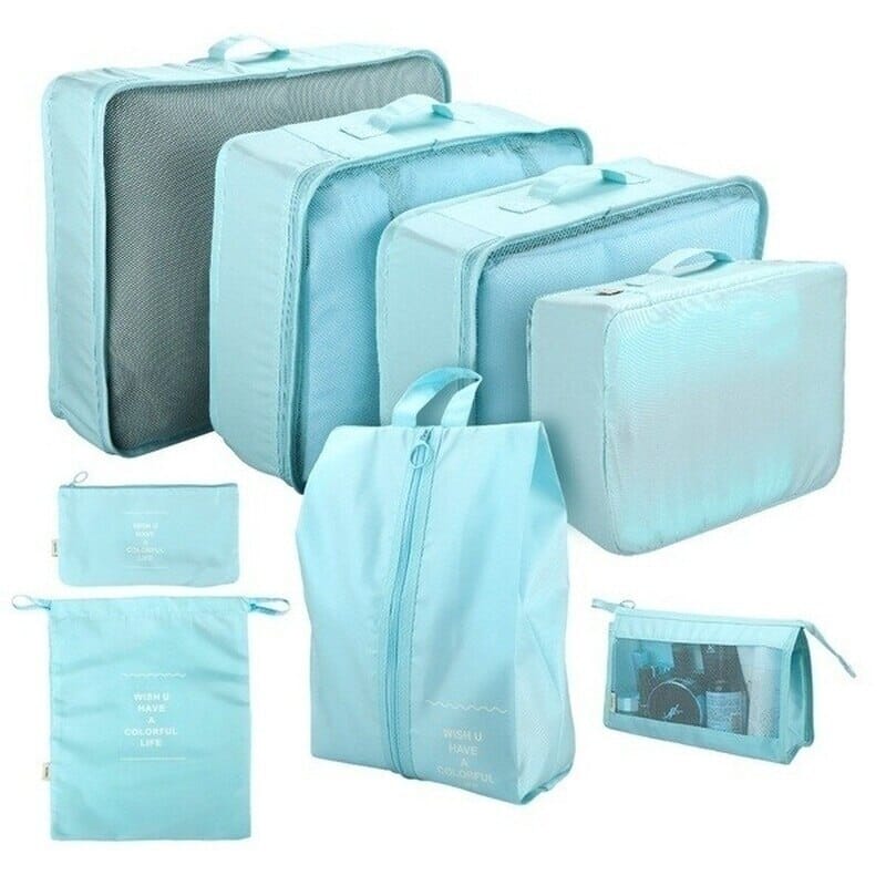 Kit com 8 Bolsas Organizadoras Home Lar azul claro 