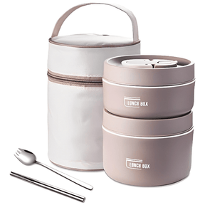 Kit Potes Térmicos Lunchbox - Zatto Home Lar MARROM - 2 Potes + Brindes Exclusivos 