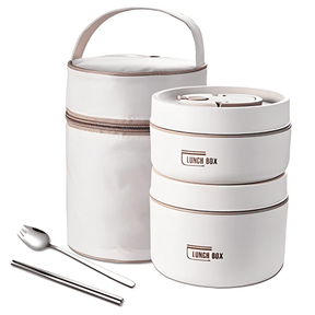 Kit Potes Térmicos Lunchbox - Zatto Home Lar BEGE - 2 Potes + Brindes Exclusivos 